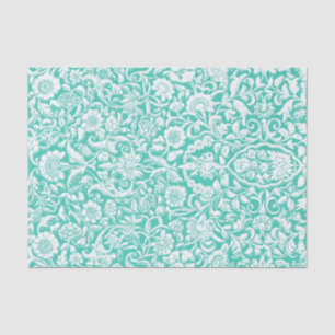 Papier Mousseline Découpage florale antique blanc Turquoise