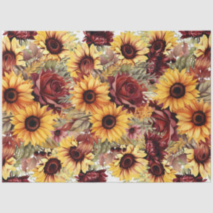 Papier Mousseline Découpage florale Bold Bourgogne & tournesol