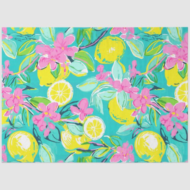Papier Mousseline Découpage florale de citron tropical (Recto)
