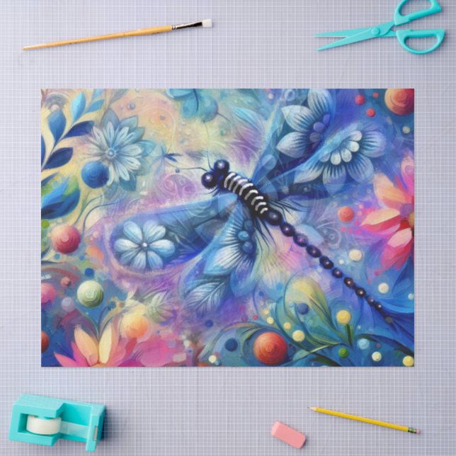 Papier Mousseline Découpage florale de libellules Abstraites (Artisanat)
