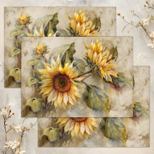 Papier Mousseline DÉCOUPAGE FLORALE DES SOUCHES vintages