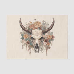Papier Mousseline Découpage florale du crâne de Boho occidental