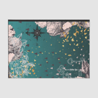 Papier Mousseline Découpage florale Ombré Turquoise foncé en papier 