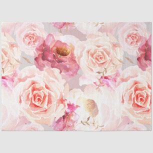 Papier Mousseline Découpage florale vintage Blush Peony
