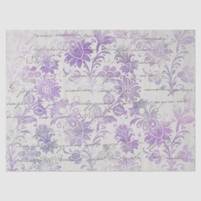 Papier Mousseline Découpage Florale Vintage de lavande (Recto)