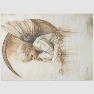 Papier Mousseline Découpage Foi Base Angel assise Lune