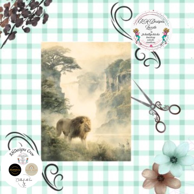 Papier Mousseline Découpage Forêt de Cascade de Lion d'Afrique (Créateur téléchargé)