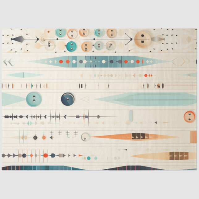 Papier Mousseline Découpage Formes Abstraites Motifs bleu orange (Recto)