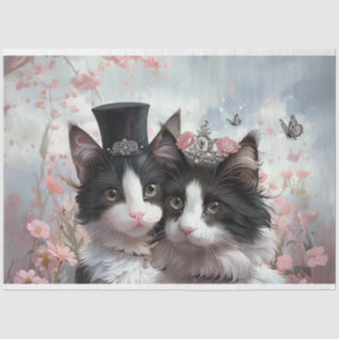 Papier Mousseline Découpage Français Vintage M & Mme Cats
