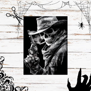 Papier Mousseline Découpage Fumer Squelette gothique Cowboy Gunsling