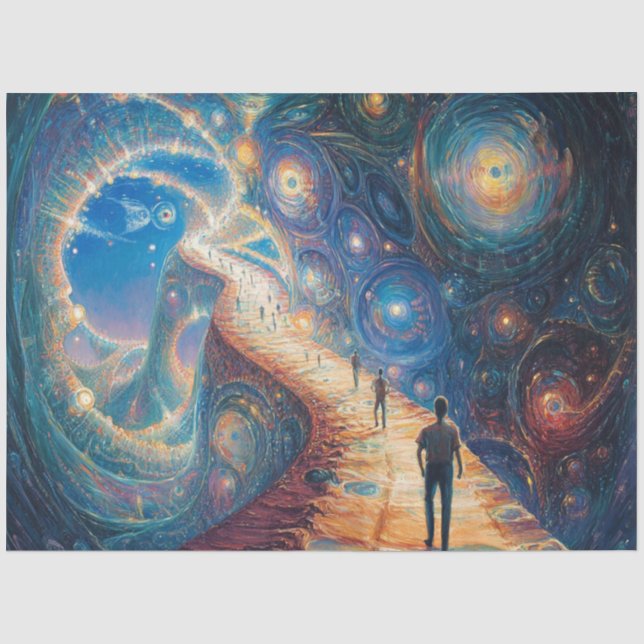 Papier Mousseline Découpage Galaxie Fantaisiste Rêveuse  (Recto)