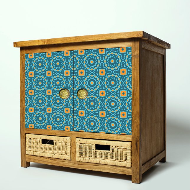 Papier Mousseline Découpage géométrique Boho Elegant Bleu & Jaune (Créateur téléchargé)