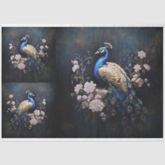 Papier Mousseline Découpage Golden Peacock X3