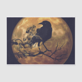 Papier Mousseline Découpage Goth Crow Orange Moon