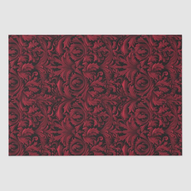 Papier Mousseline Découpage Gothique De Jacquard - Rouge Et Noir (Recto)