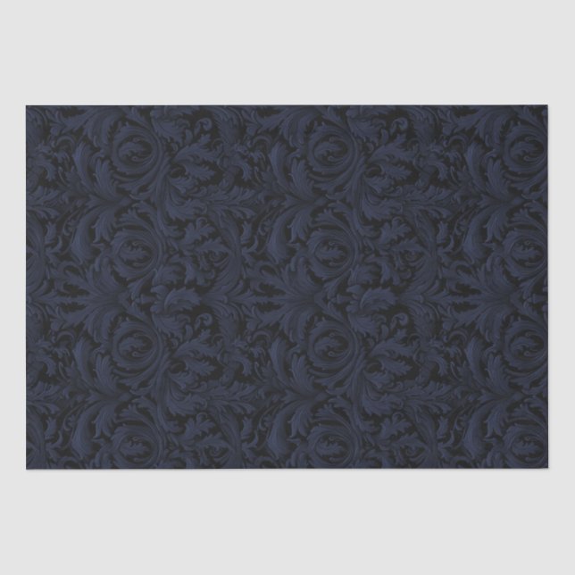 Papier Mousseline Découpage gothique Jacquard - Dusky Blue (Recto)