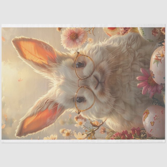 Papier Mousseline Découpage Gros Bunny de Pâques Grands Lunettes ron (Recto)