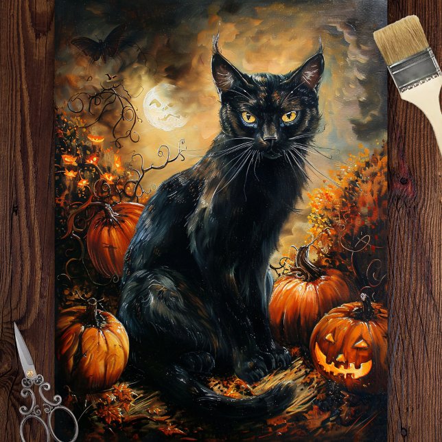 Papier Mousseline Découpage Halloween Chat éffrayant (Créateur téléchargé)