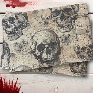 Papier Mousseline Découpage Halloween Vintage crâne