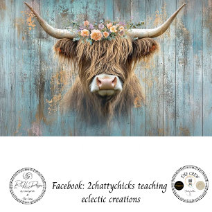 Papier Mousseline Découpage Highland Cow Blue Arrière - plan désorga