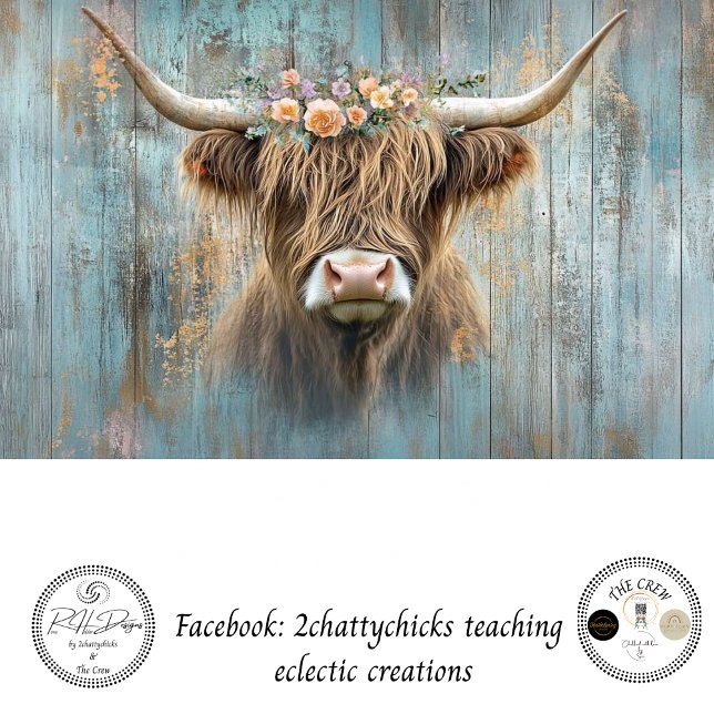 Papier Mousseline Découpage Highland Cow Blue Arrière - plan désorga (Créateur téléchargé)