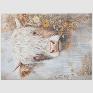 Papier Mousseline Découpage Highland Cow HazFleurs sauvages