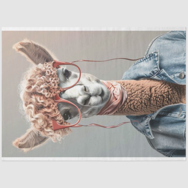 Papier Mousseline Découpage Hip Chick Llama (Recto)