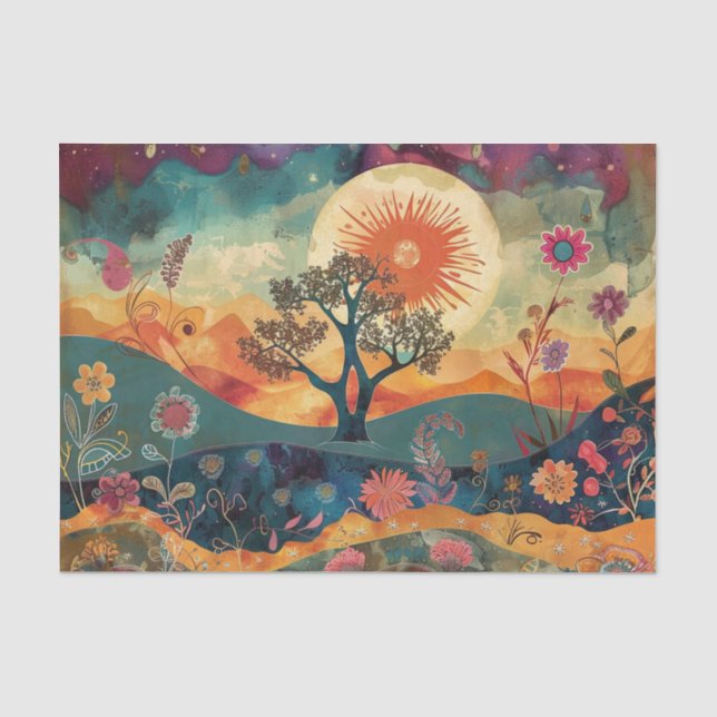 Papier Mousseline Découpage hippie bohème (Recto)