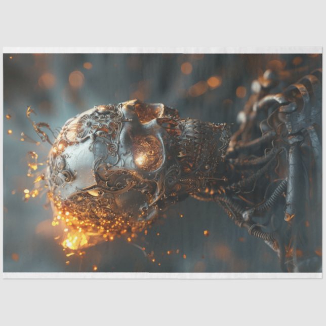 Papier Mousseline Découpage Imaginaire crâne Steampunk (Recto)