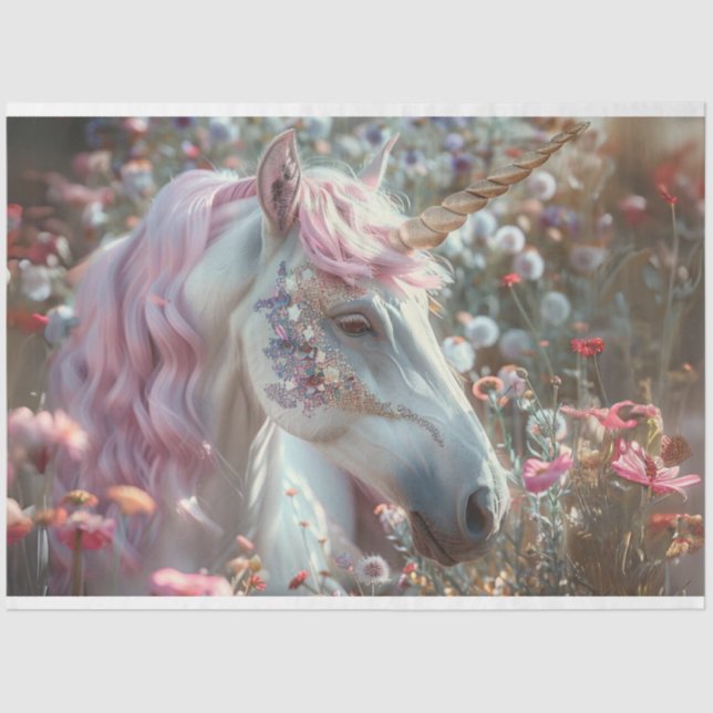 Papier Mousseline Découpage Imaginaire lunaire Unicorne (Recto)