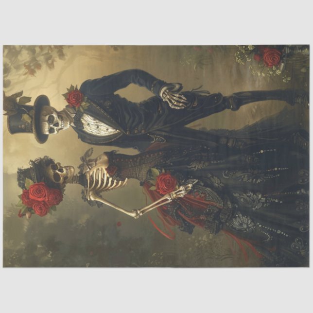 Papier Mousseline Découpage Jour de mariage du squelette gothique vi (Recto)