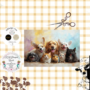 Papier Mousseline Découpage Joyeux Chiens, Chats, souris