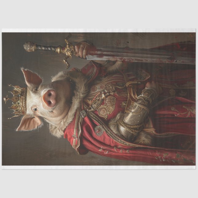 Papier Mousseline Découpage King Arthur Pig (Recto)