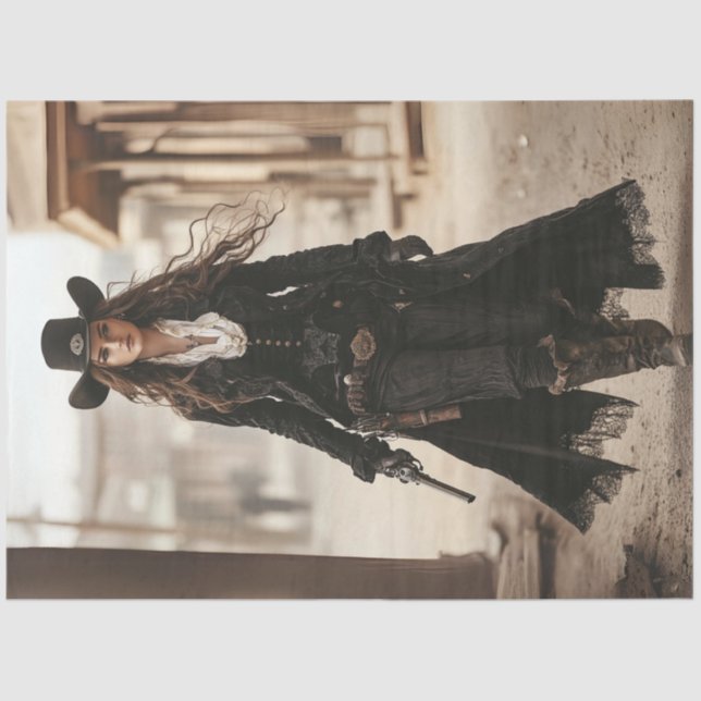 Papier Mousseline Découpage Lady Sheriff dans le style occidental no (Recto)