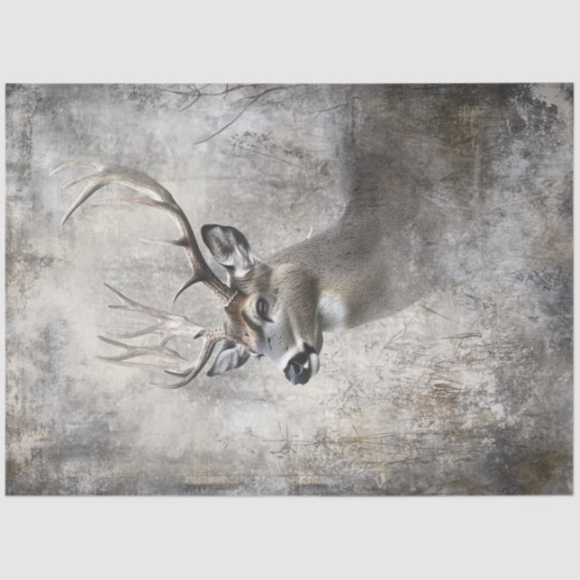 Papier Mousseline Découpage Les Chasseurs De Cerfs Rêvent Faune Maje (Recto)