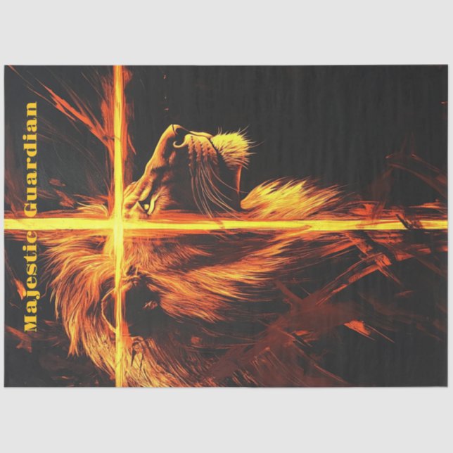 Papier Mousseline Découpage Lion brûler Croix Majestic Guardian (Recto)