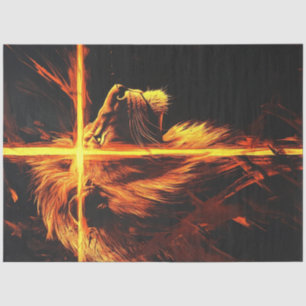 Papier Mousseline Découpage Lion brûler Croix Majestic Guardian