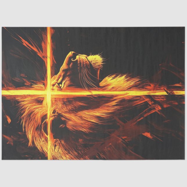 Papier Mousseline Découpage Lion brûler Croix Majestic Guardian (Recto)