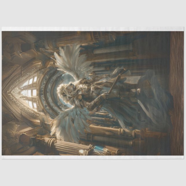 Papier Mousseline Découpage Lion Guardian Sacré Hall Angel ailes (Recto)