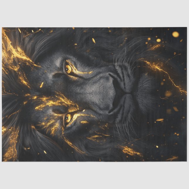Papier Mousseline Découpage Lion Majestic Avec Des Effets Mystiques (Recto)