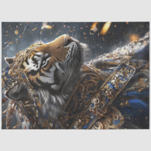 Papier Mousseline Découpage Lion royal majestueux en armure