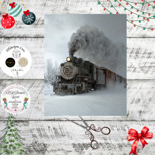 Papier Mousseline Découpage locomotive à vapeur vintage paysage enne