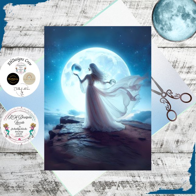 Papier Mousseline Découpage Lune Sorcière céleste Orbes jumelles (Créateur téléchargé)