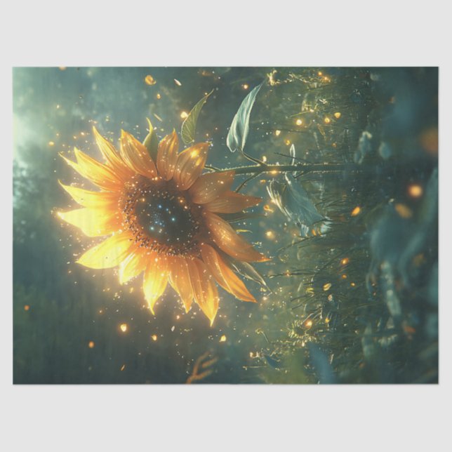 Papier Mousseline Découpage magique du tournesol et des lucioles (Recto)