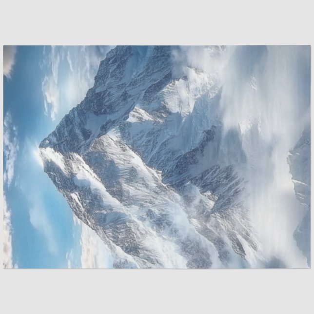 Papier Mousseline Découpage Majestic Alpes suisses Montagnes de Neig (Recto)