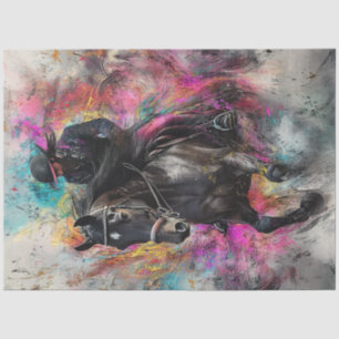 Papier Mousseline Découpage Majestic Black Horse & Rider Vibrant