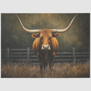 Papier Mousseline Découpage Majestic Brown Longhorn Steer en campagn
