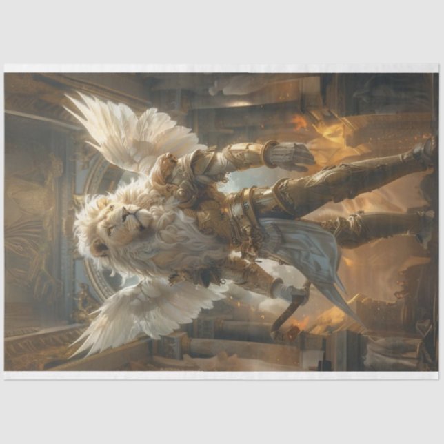 Papier Mousseline Découpage Majestic Guardian Lion Leo Tissu Papier (Recto)