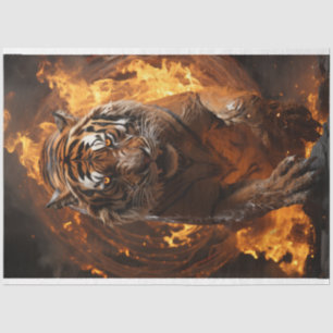 Papier Mousseline Découpage Majestic Wildlife Tiger Fire Art