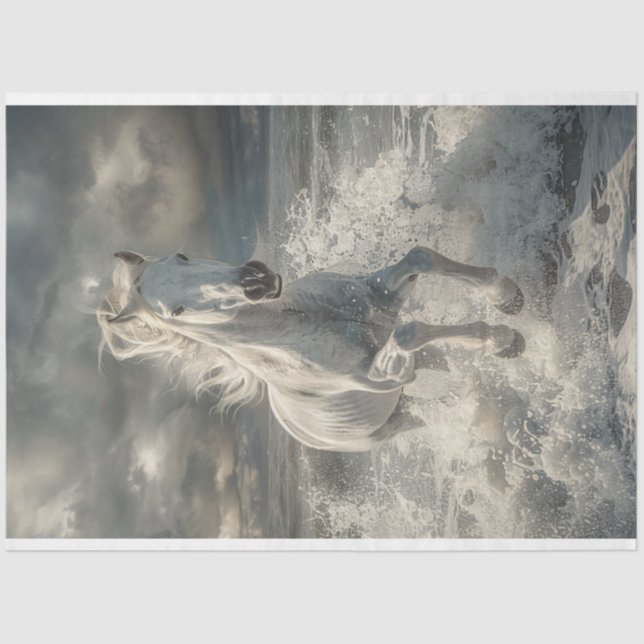 Papier Mousseline Découpage majestueux du Cheval Blanc (Recto)